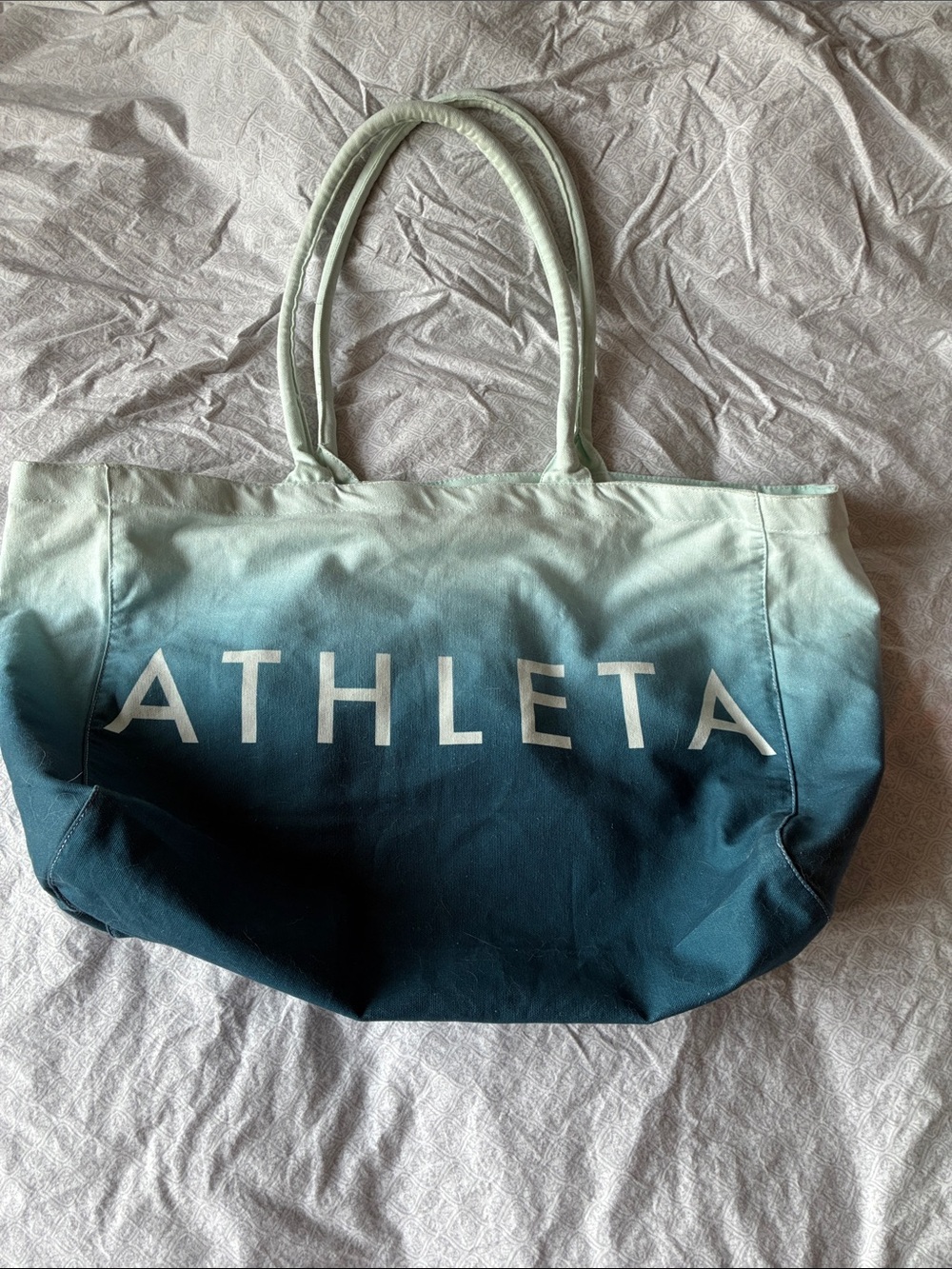 Athleta Ombre Teal to 100 percent cotton Canvas Tote